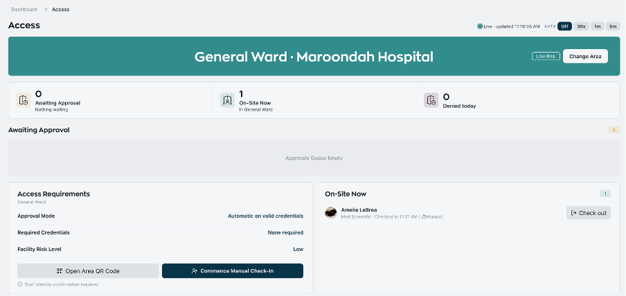 OneCredential live access dashboard